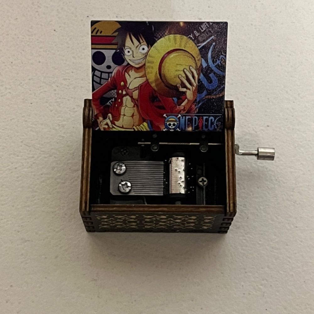 One Piece Hand Crank Wooden Music Box Anime Luffy Roronoa Zoro New